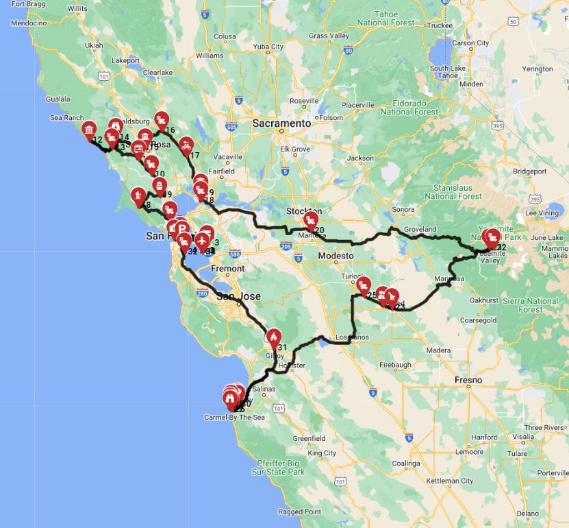 Map for San Francisco Roundtrip